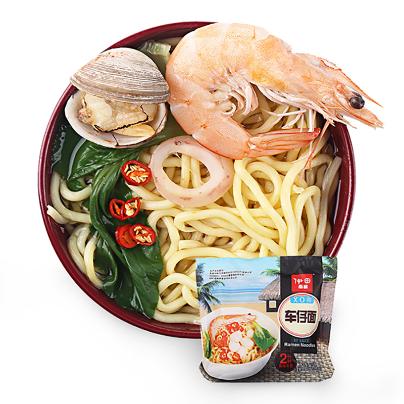 伊田面馆 车仔面 带xo酱料包 非油炸 速食方便面 三连包410g*3袋