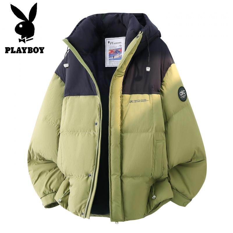 花花公子新款高品质带质检羽绒服男白鸭绒潮流拼接青少年冬季外套男高清大图