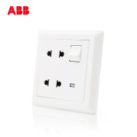 ABB开关插座 德逸雅白 一开四孔带LED灯插座86型面板AE234