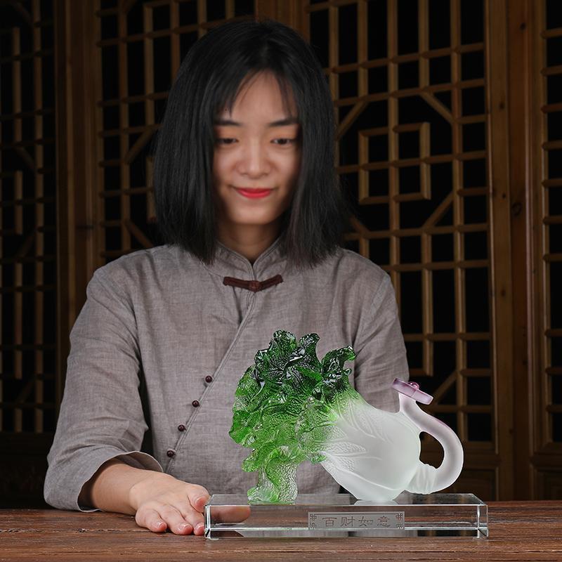 玉白菜摆件酒柜办公室玄关客厅家居装饰房间布置摆设工艺品_351_573