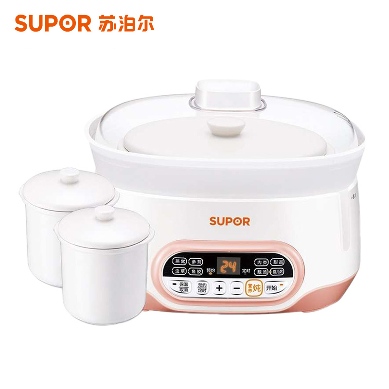苏泊尔（SUPOR）电炖锅电炖盅DNY822C-400智能电炖盅隔水炖2.2L 多功能婴儿粥煲汤陶瓷内胆 一锅三胆高清大图