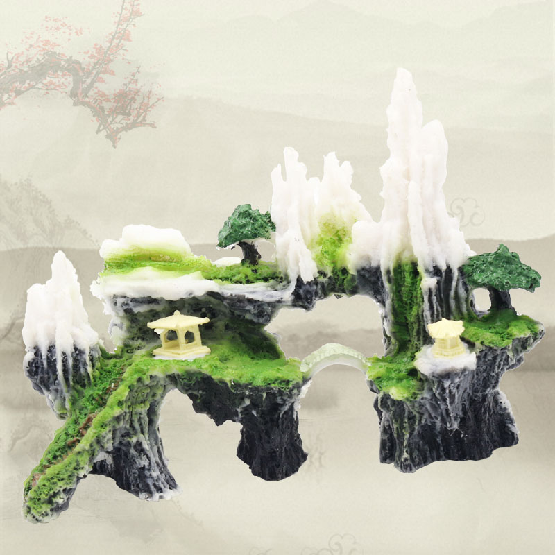 小鱼缸装饰品造景石套餐布景假山石塑料仿真水躲避屋水族箱摆件高清大图