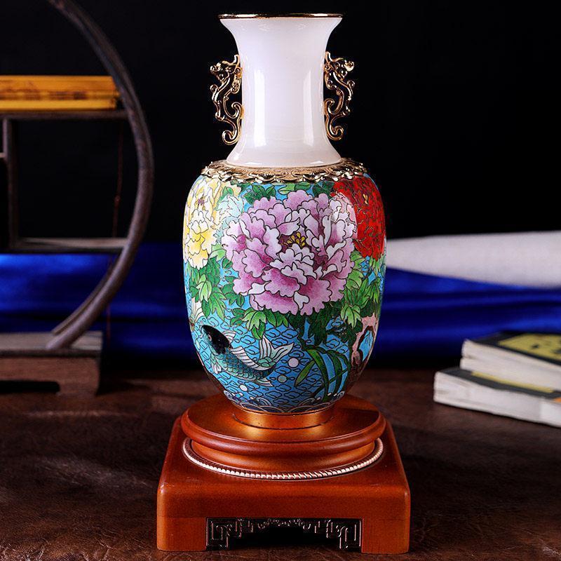 美帮汇富贵兴隆景泰蓝花瓶摆件中国传承手工艺品公司商务馈赠乔迁高清大图