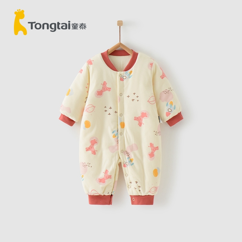 童泰(TONGTAI)2020年秋冬新款1-18个月婴儿男女宝宝纯棉立领蛤衣宝宝夹棉连体衣儿童棉服
