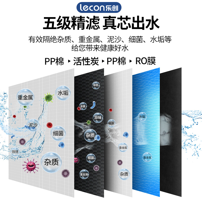 乐创 lecon400加仑中央净水系统反渗透纯净水设备 全自动一体化黑柜机净水设备 商用纯水机 LC-J-18284