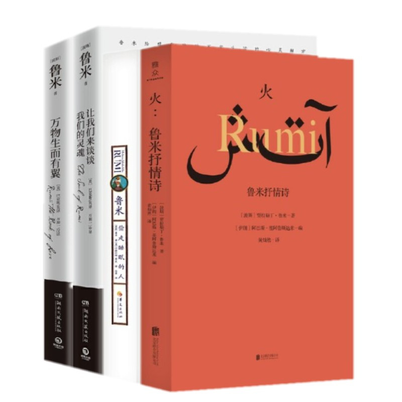 [正版]鲁米的诗全4册偷走睡眠的人+万物生而有翼+火 鲁米抒情诗+让我们来谈谈我们的灵魂 外国小说诗歌诗集鲁米灵性诗集黄