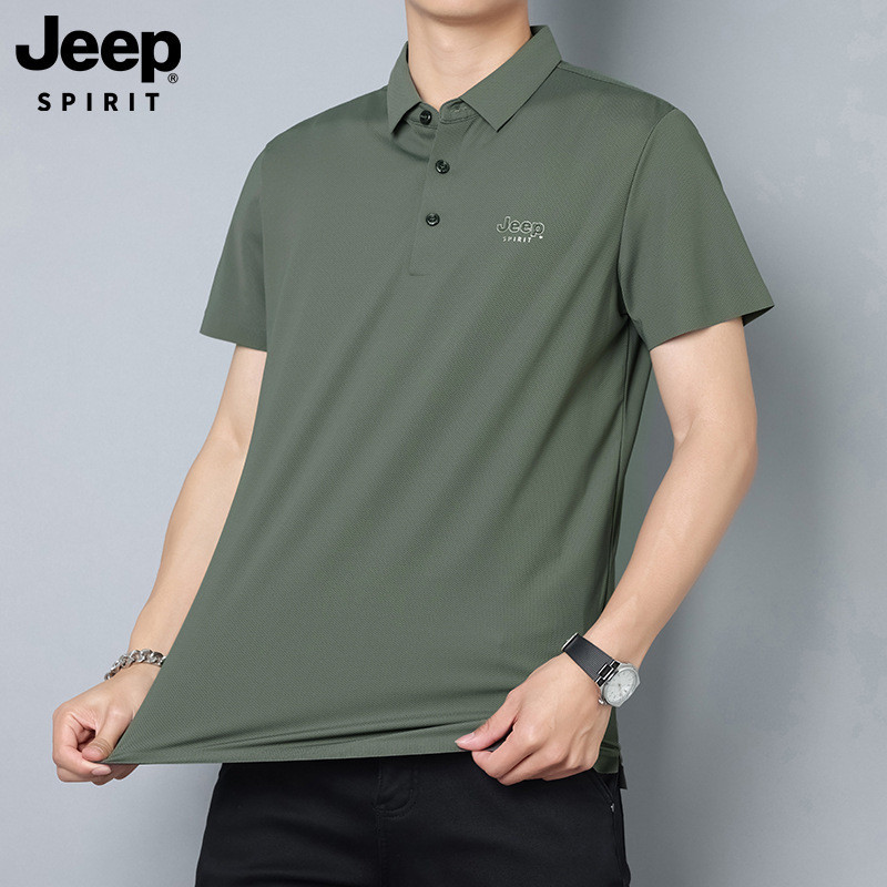 Jeep spirit冰丝polo衫男短袖夏季薄款男士高端商务翻领T恤爸爸上