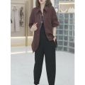 高级感设计不规则衬衫女春季新时尚韩版宽松显瘦休闲衬衣 4XL【建议150-170斤】 咖色