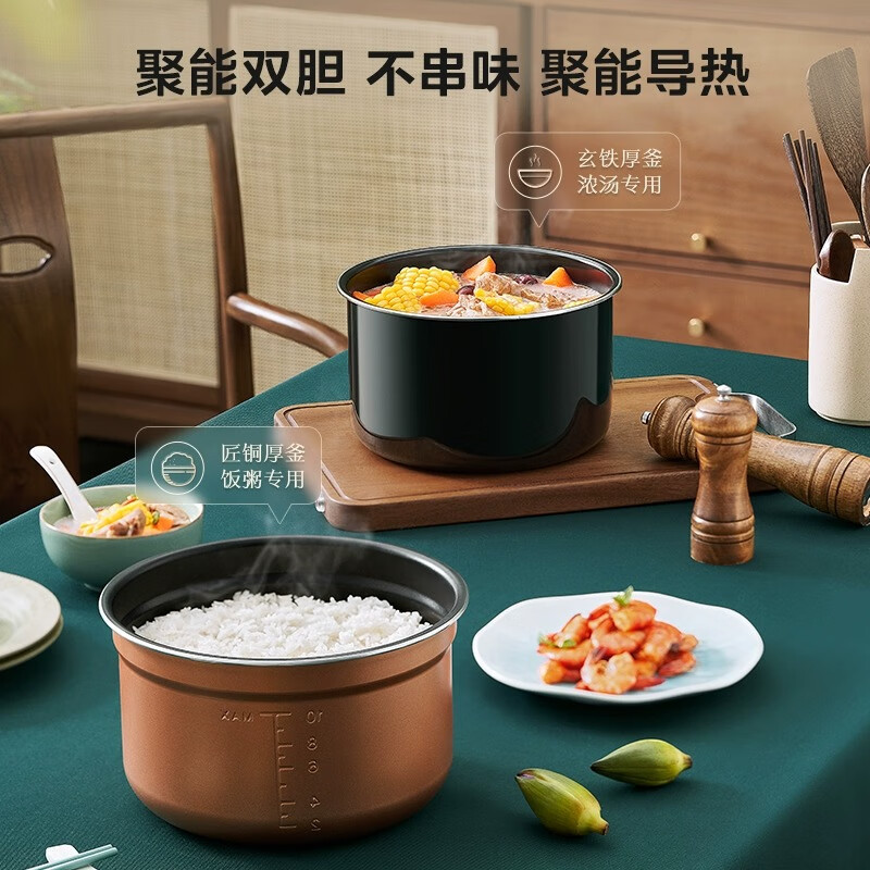 美的(Midea)MY-E6910电压力锅新款双胆高压锅电饭煲一体6L 钛钢灰高清大图