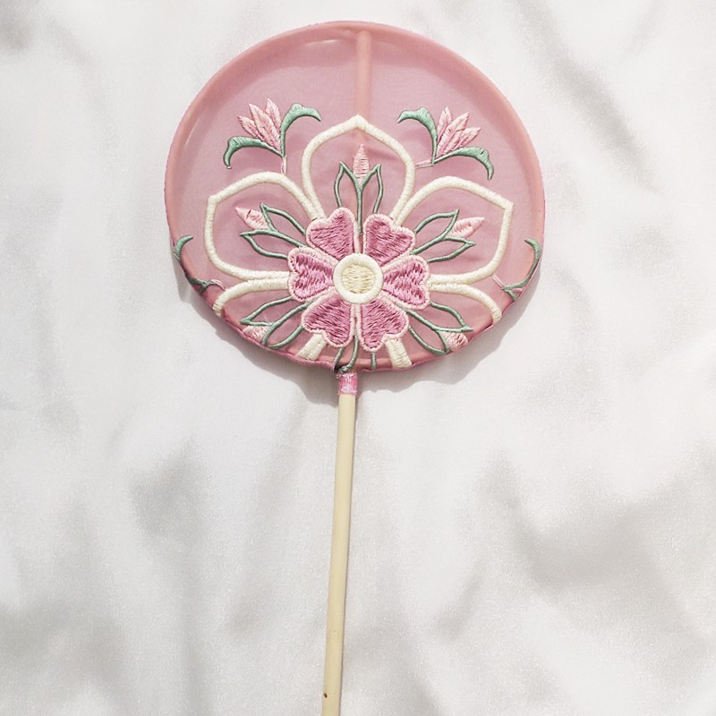 迷你配饰长柄团扇刺绣花中国古典跳舞蹈扇子三维工匠白色星空14cm视频