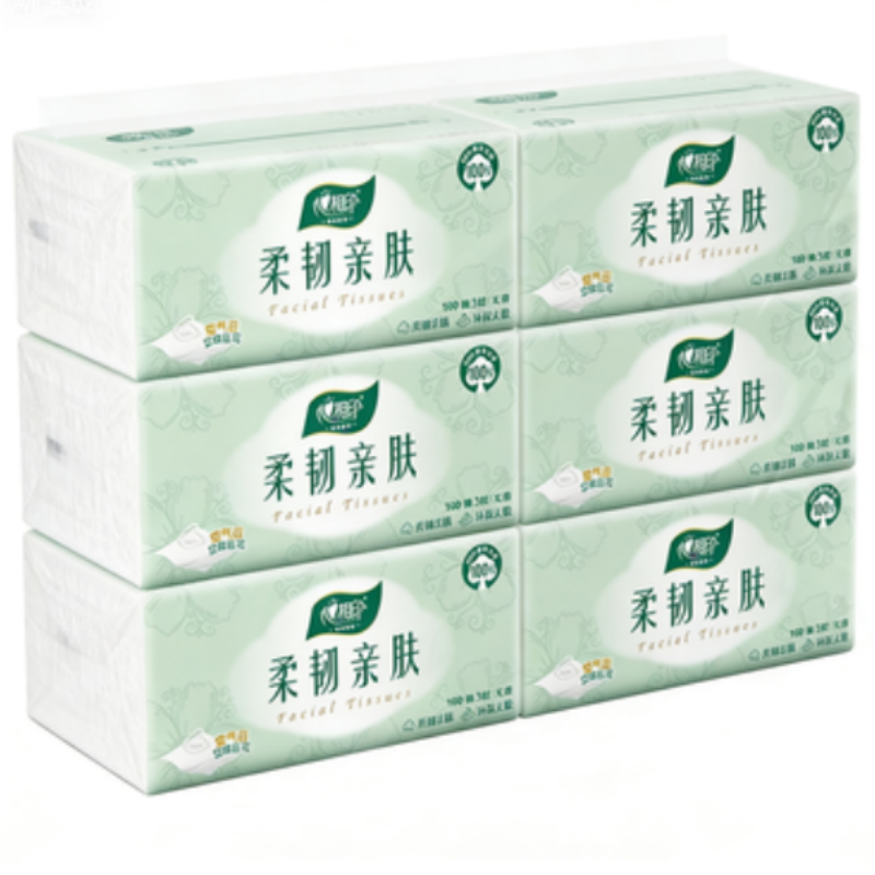 心相印柔韧亲肤3层立体压花抽纸 DT100(包装)100抽*12包 132*190mm高清大图