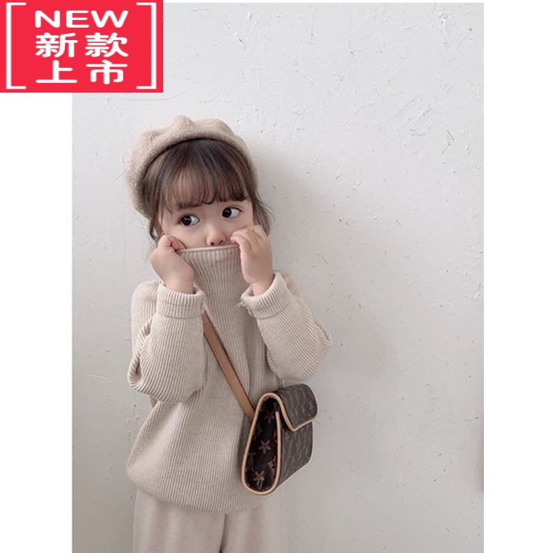 可莉允2022秋冬新款男女儿童套头毛衣宝宝洋气上衣纯色韩版加绒针织衫图片