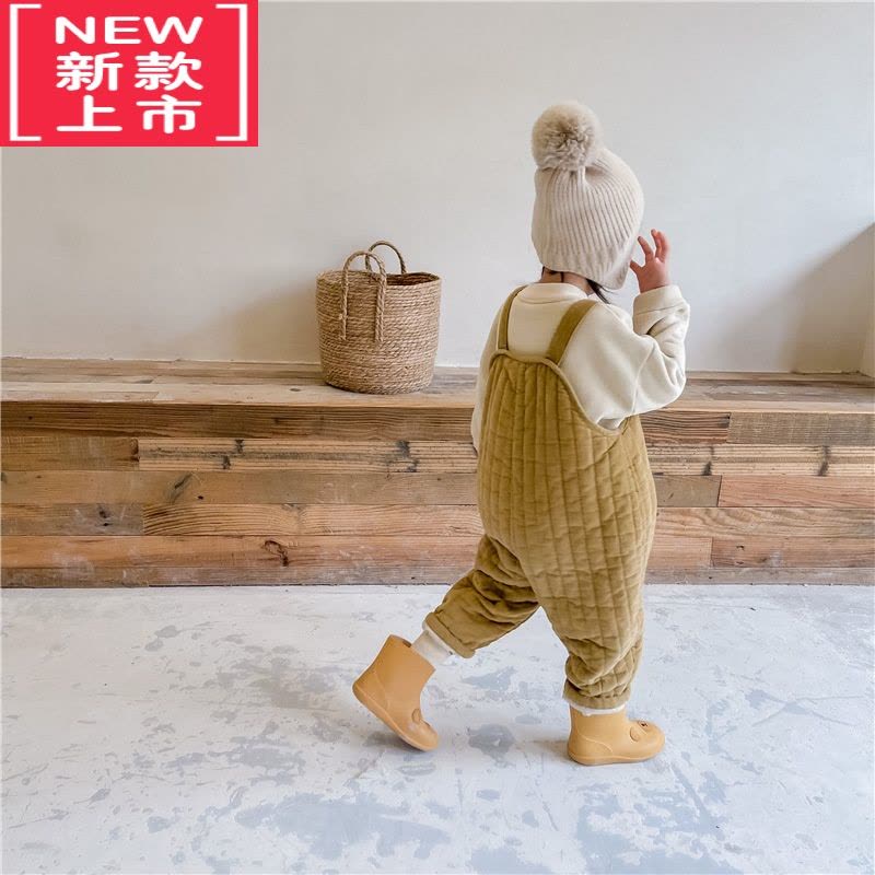 可莉允婴儿夹棉连体背带裤2022冬款男女童加绒加厚灯芯绒棉裤儿童保暖裤图片