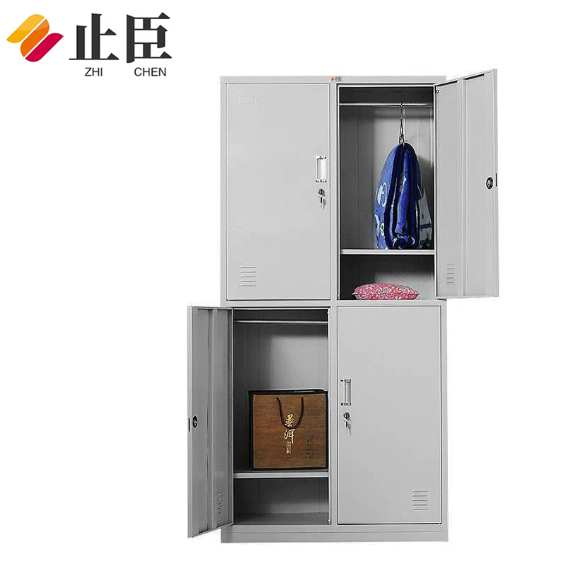 止臣 衣柜 办公家具钢制更衣柜加厚员工更衣柜铁皮储物柜宿舍换衣柜存放柜 四门