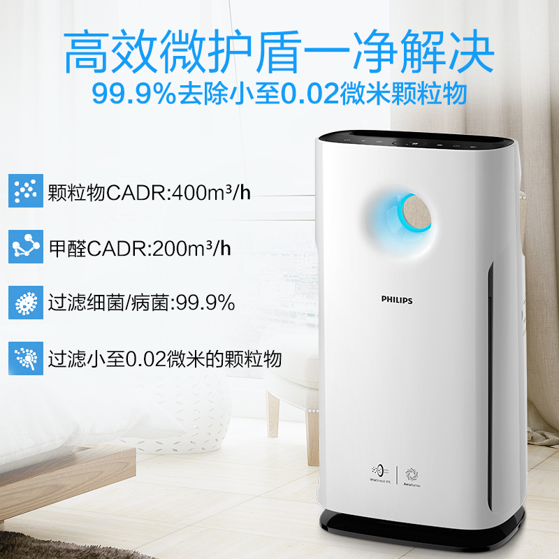飞利浦(Philips)AC3256空气净化器 过滤病毒 家用除甲醛 除雾霾 除过敏原 除细菌 单台价格
