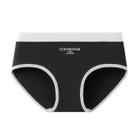 【7A】纯棉女士内裤印花纯棉中腰内裤中腰全棉裆内裤女 2XL 黑色