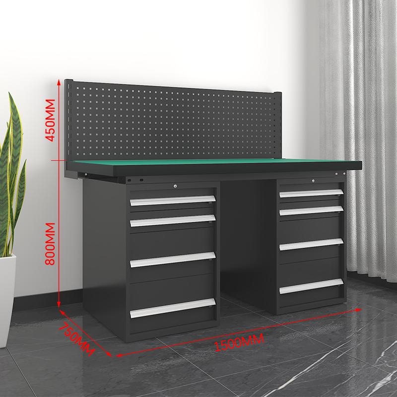 鑫金虎 防静电工作台车间流水线操作台工厂维修检验桌重型钳工台 双四抽+单挂板1.5m高清大图