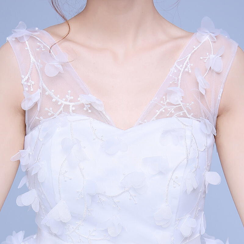 婚纱礼服新款2018时尚结婚V领双肩齐地孕妇韩式婚纱长拖尾大码春