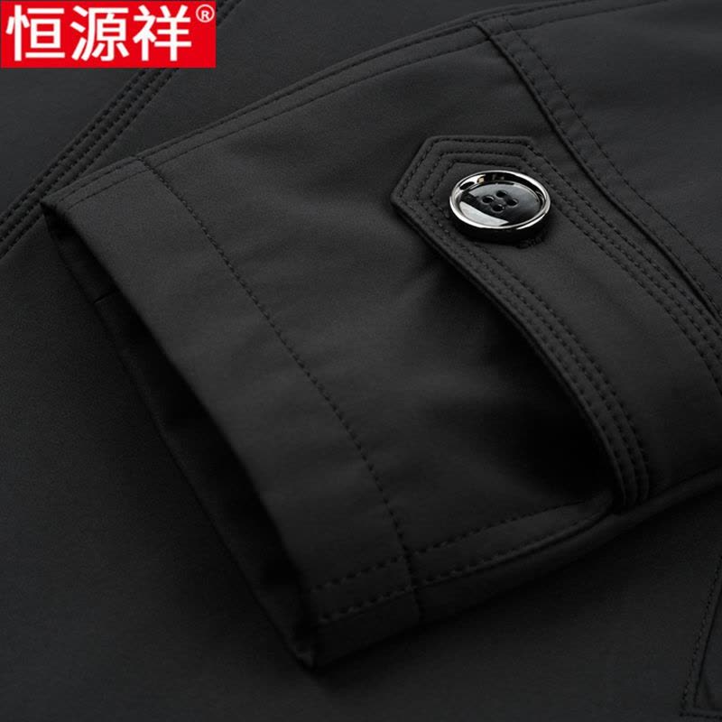 恒源祥春秋新款过膝风衣男士长款商务休闲西装领中年爸爸薄款外套图片
