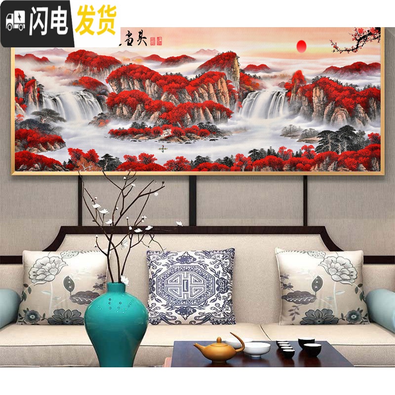 三维工匠鸿运当头十字绣钻石画2019新款客厅办公大幅满钻钻石绣点贴钻风景 全贴满钻[280*120厘米]高清大图