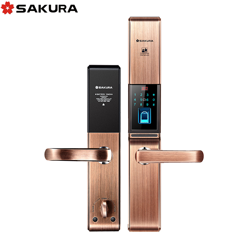 樱花(SAKURA)防小黑盒滑盖指纹锁防盗门锁家用远程控制大门开锁智控DZ-8088