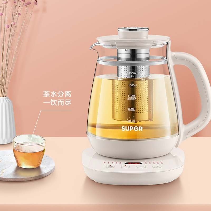 苏泊尔(SUPOR)SW-15Y03 养生壶1.5L双层壶体防烫保温炖煮双全高硼硅玻璃 多功能功能:中药熬煮煮茶壶煮茶器高清大图
