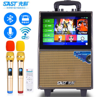 先科(SAST)广场舞音响 户外移动拉杆音箱带显示屏 便携式一体机 大功率WiFi触摸屏视频播放器KTV点歌机带麦克风
