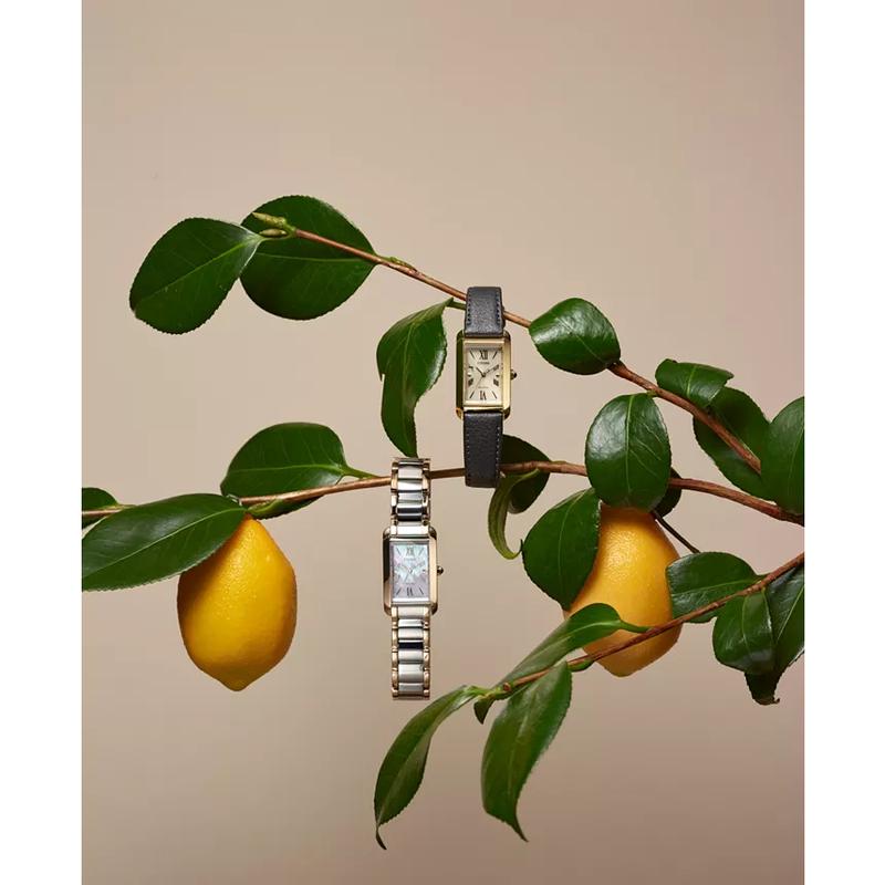 西铁城(CITIZEN)女士石英表时尚简约三眼防水不锈钢链带腕表高清大图