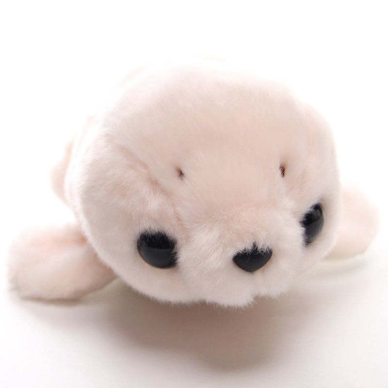 灰色海豹小号18厘米长带钥匙扣正版小海豹毛绒玩具海洋馆仿真海狮公仔