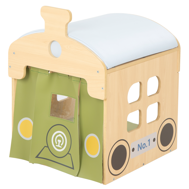 华森葳火车攀爬-火车头钻笼-蓝绿色