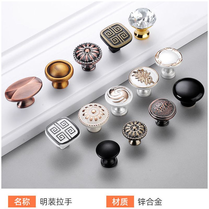 抽屉拉手单孔衣橱柜床头柜门把手圆形仿古青古铜简约复古拉环门把