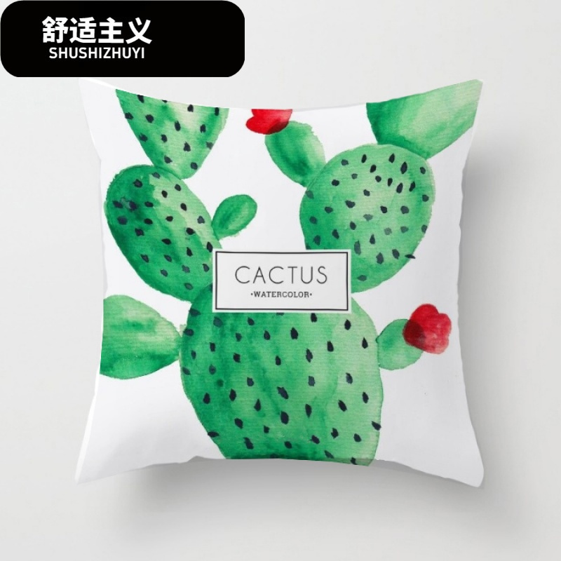 仙人掌系列清新风格绵柔抱枕套靠枕靠垫汽车飘窗绿色植物小清新夏