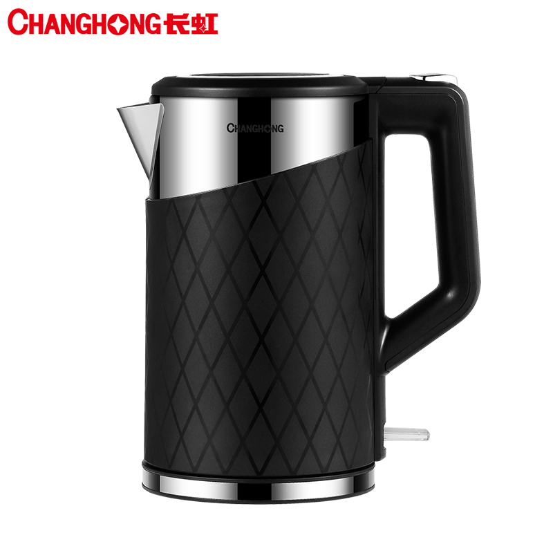 长虹(CHANGHONG)电热水壶CSH-18E60黑色 304不锈钢电水壶 双层防烫防干烧开水壶 1.8L