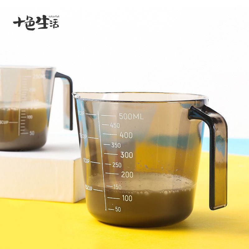 塑料量杯透明带刻度杯大小测量杯奶茶店厨房家用烘焙计量工具套装 250ml高透透明刻度量杯