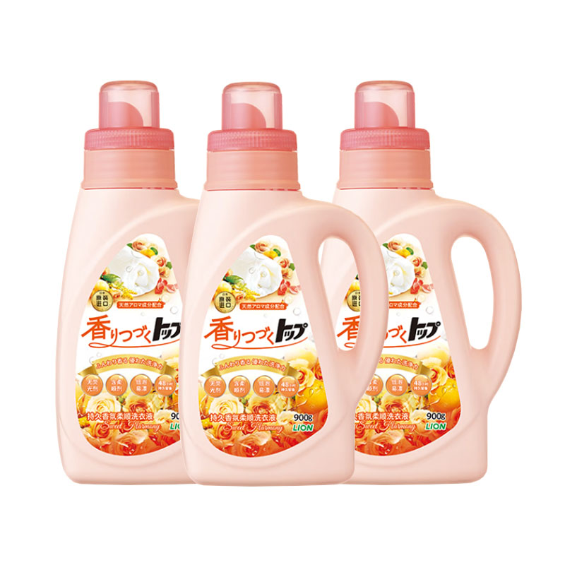 狮王(Lion)持久香氛抑菌洗衣液 花果香型900g*3 洗护二合一
