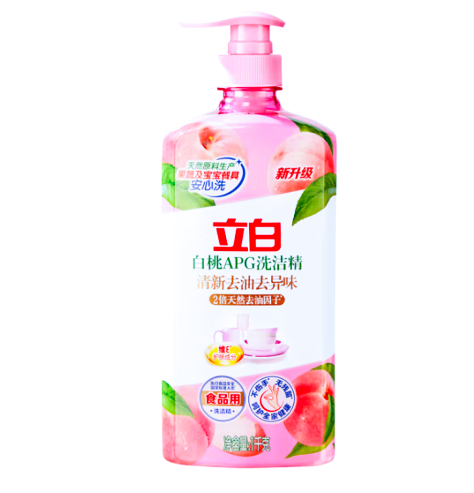 立白 白桃APG洗洁精1kg 洗洁剂 洗碗液 洗涤灵高效去油除味 A类食品用高清大图