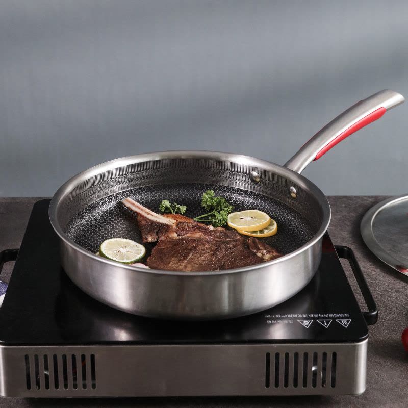 三代全蜂窝煎锅26cm+钢铲 康巴赫不粘锅平底锅第三代煎锅少油烟316L不锈钢26cm少油烟煎盘煎蛋牛排锅 电磁炉燃气通图片