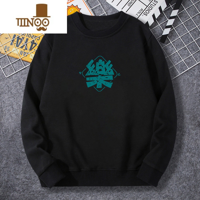 YANXU圆领卫衣男2023新款美式潮牌宽松港风潮ins白色秋装上衣服高清大图