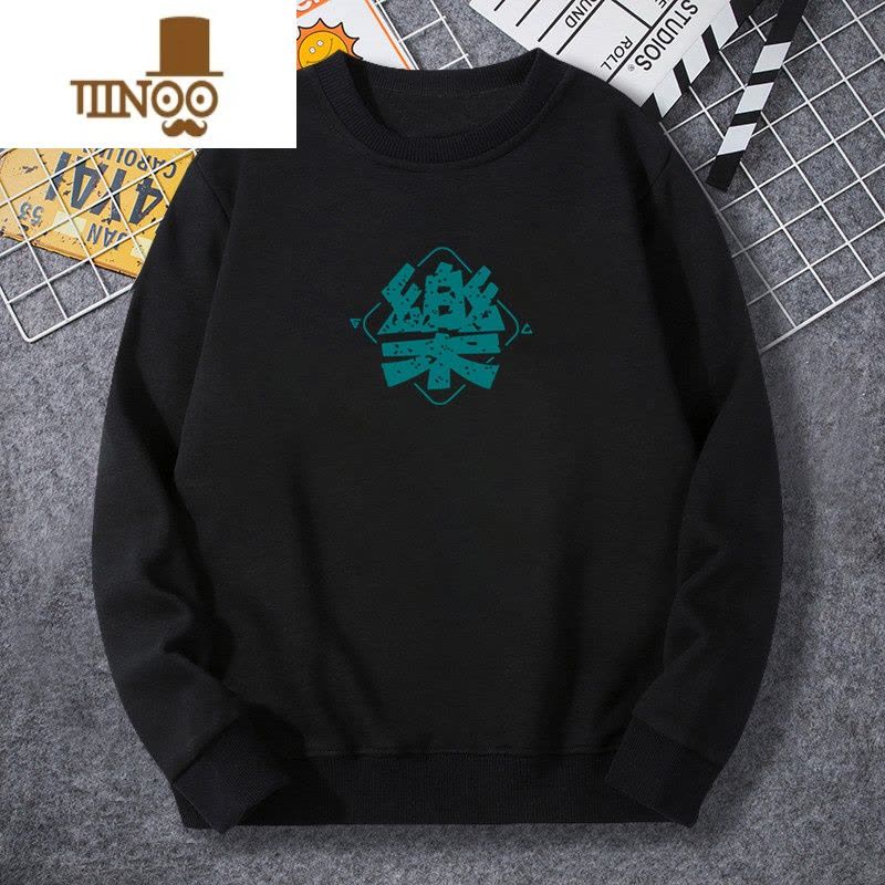 YANXU圆领卫衣男2023新款美式潮牌宽松港风潮ins白色秋装上衣服图片