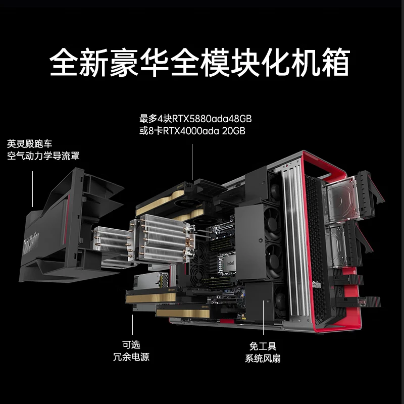 联想PX 塔式工作站 2*金牌8470Q/4*64G/2T SSD/2*16T/2*1850W/winsever2022高清大图
