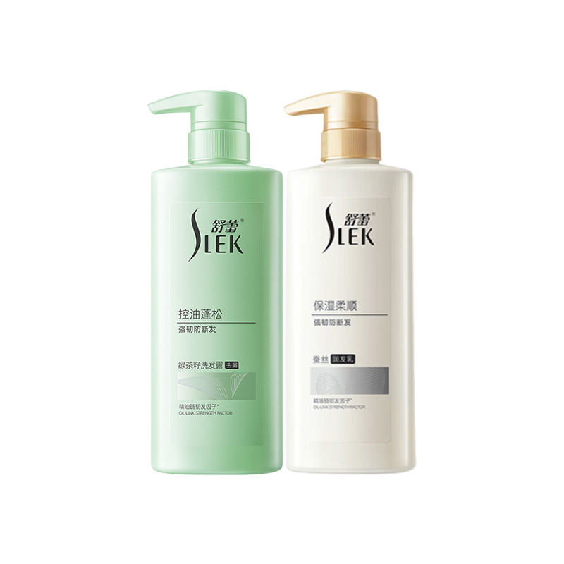 舒蕾洗发水 绿茶籽控油去屑洗发水女男士洗发露500ml+蚕丝保湿顺滑护发素500ml高清大图