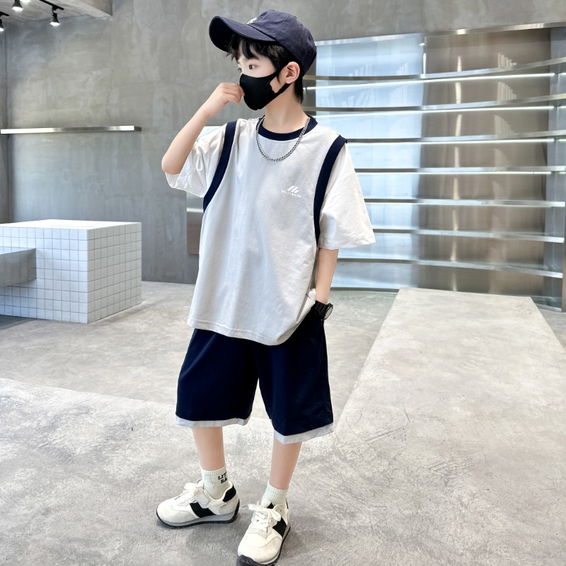儿童装男童夏装短袖套装2025新款夏季中大童速干夏款运动冰丝球服