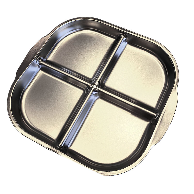 金迪乐不锈钢分格减脂餐盘四格餐盘24*22*2cm/个高清大图