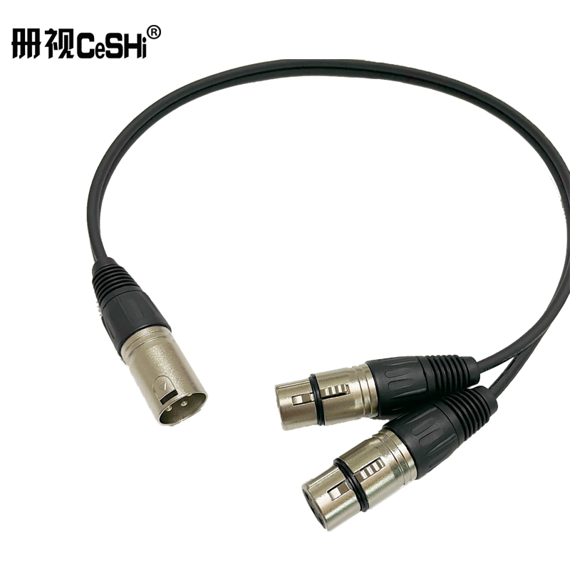 册视带屏蔽一分二XLR卡侬线音频连接延长线一母二公1.5米条高清大图