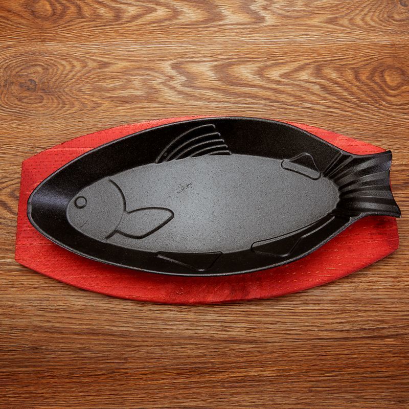 鱼形铁板烧盘家用鲫鱼铁板烤鱼盘烧烤鱼盘铸铁烤鱼盘子铁板鱼形盘