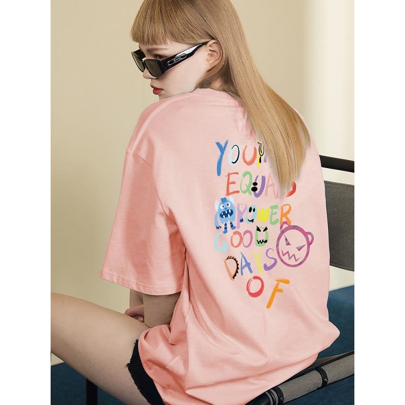 唐狮春夏新款黑色短袖T恤女宽松潮酷内搭yep联名白色全棉上衣图片