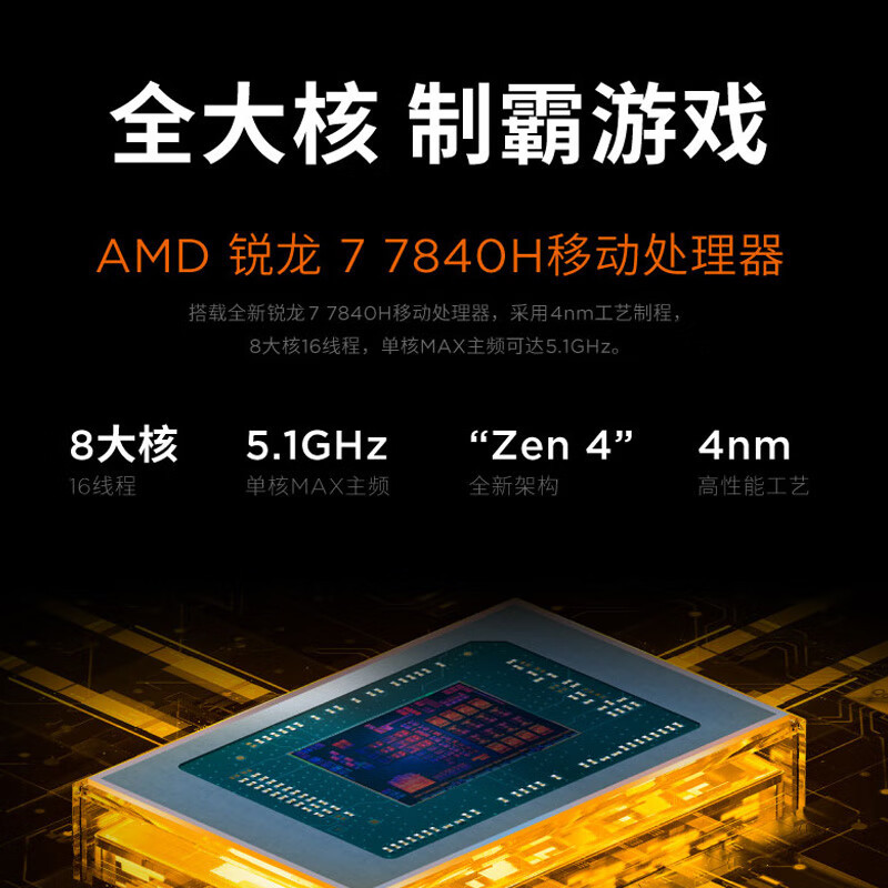 联想(Lenovo)拯救者R7000 游戏笔记本电脑 15.6英寸超能电竞本(R7-7840H 16G 512G RTX4060显卡 高刷高色域屏)钛晶灰色