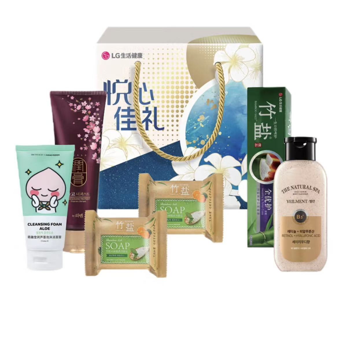 睿嫣韩国LG生活健康洗护日用品悦心佳礼7件实用大礼包礼盒套装高清大图