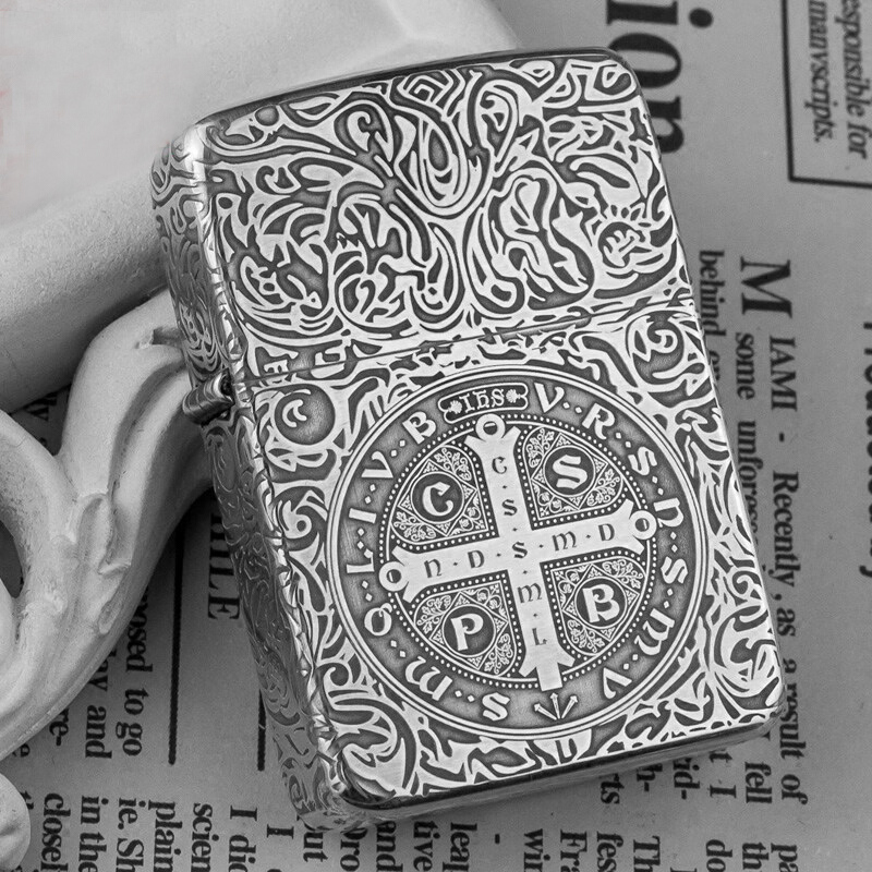 PO芝宝打火机纯银康斯坦丁1941十字架电影同