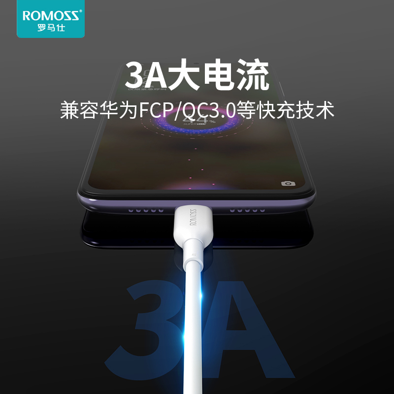 罗马仕C-TO-C数据线Type-C适用于MacBook小米笔记本充电线PD快充